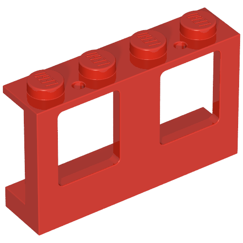 Part 4863 - Window 1 x 4 x 2 Plane, Single Top Hole and Double Bottom Holes for Glass - De BrickPlaats