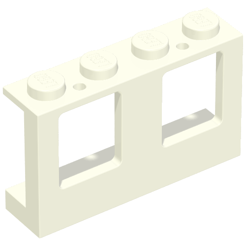 Part 4863 - Window 1 x 4 x 2 Plane, Single Top Hole and Double Bottom Holes for Glass - De BrickPlaats