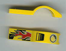 Part 50947pb001 - Vehicle, Mudguard 1 x 4 1/2 with Flame and Headlight Pattern - De BrickPlaats
