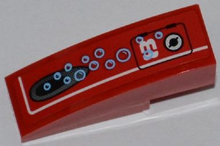Part 50950pb044L - Slope, Curved 3 x 1 with Panel with White '8', Vent Hole and Bubbles Pattern Model Left Side (Sticker) - Set 7977 - De BrickPlaats