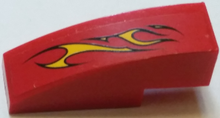 Part 50950pb107L - Slope, Curved 3 x 1 with Flames on Red Background Pattern Model Left Side (Sticker) - Set 60027 - De BrickPlaats