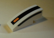 Part 50950pb127L - Slope, Curved 3 x 1 with Black Lines and Small Orange Rectangle Pattern Model Left Side (Stickers) - Set 75895 - De BrickPlaats