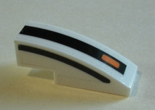 Part 50950pb127R - Slope, Curved 3 x 1 with Black Lines and Small Orange Rectangle Pattern Model Right Side (Stickers) - Set 75895 - De BrickPlaats
