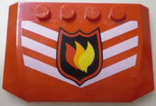 Part 52031pb005 - Wedge 4 x 6 x 2/3 Triple Curved with Fire Logo Badge and 3 White Chevrons Pattern (Sticker) - Set 7239 - De BrickPlaats