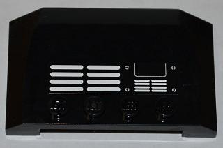 Part 52031pb052 - Wedge 4 x 6 x 2/3 Triple Curved with Grille, Panel and 4 Screws Pattern (Sticker) - Set 4203 - De BrickPlaats