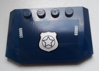 Part 52031pb058 - Wedge 4 x 6 x 2/3 Triple Curved with Police Silver Star Badge and White '60007' Pattern (Sticker) - Set 60007 - De BrickPlaats
