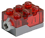 Part 54930c01 - Electric, Light Brick 2 x 3 x 1 1/3 with Trans-Red Top and Red LED Light - De BrickPlaats