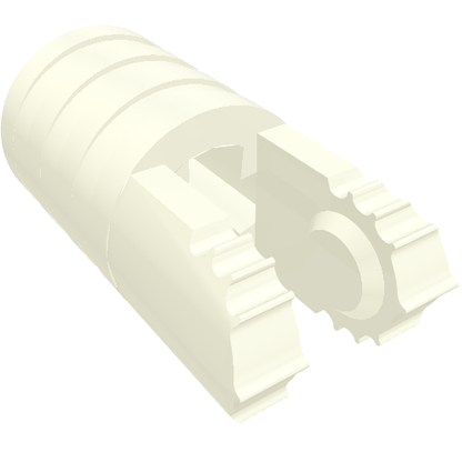 Part 57360 - Hinge Cylinder 1 x 2 Locking with 2 Fingers, 7 Teeth and Axle Hole on Ends without Slots - De BrickPlaats