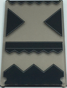 Part 57895pb094 - Glass for Window 1 x 4 x 6 with Black Triangles and Geometric Designs with Gray Lines Pattern - De BrickPlaats