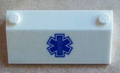 Part 58181pb07 - Slope 33 3 x 6 without Inner Walls with Blue EMT Star of Life Pattern on Transparent Background (Sticker) - Set 60023 - De BrickPlaats