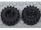 Part 6014bc01 - Wheel 11mm D. x 12mm, Hole Notched for Wheels Holder Pin with Black Tire Offset Tread Small Wide (6014b / 6015) - De BrickPlaats