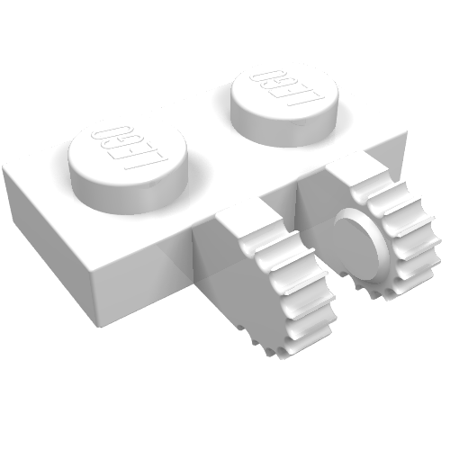 Part 60471 - Hinge Plate 1 x 2 Locking with 2 Fingers on Side and 9 Teeth - De BrickPlaats