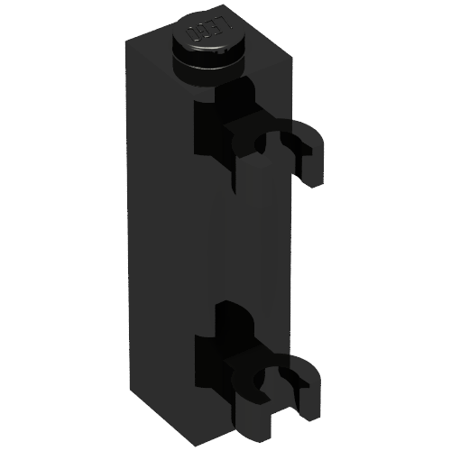 Part 60583a - Brick, Modified 1 x 1 x 3 with 2 Clips (Vertical Grip) - Solid Stud - De BrickPlaats