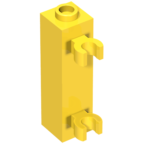 Part 60583b - Brick, Modified 1 x 1 x 3 with 2 Clips (Vertical Grip) - Hollow Stud - De BrickPlaats