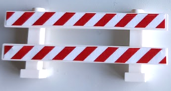 Part 6079pb09 - Fence 1 x 8 x 2 2/3 with Red and White Danger Stripes Pattern (Stickers) - Set 60200 - De BrickPlaats