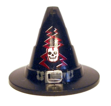 Part 6131pb01 - Minifigure, Headgear Hat, Wizard / Witch with Silver Buckle, Skull and Lightning Bolts Pattern - De BrickPlaats