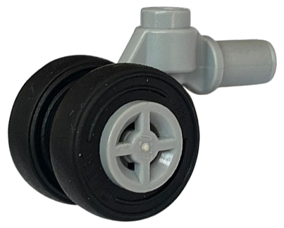 Part 61483c01 - Technic Pin with Dual Wheels Holder with Light Bluish Gray Wheels and Black Tires (61483 / 4624 / 59895) - De BrickPlaats