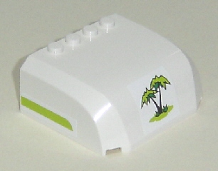 Part 61484pb001 - Windscreen 5 x 6 x 2 Curved Top Canopy with 4 Studs with Lime Line on Both Sides and Palm Tree on Front Pattern (Stickers) - Set 7639 - De BrickPlaats