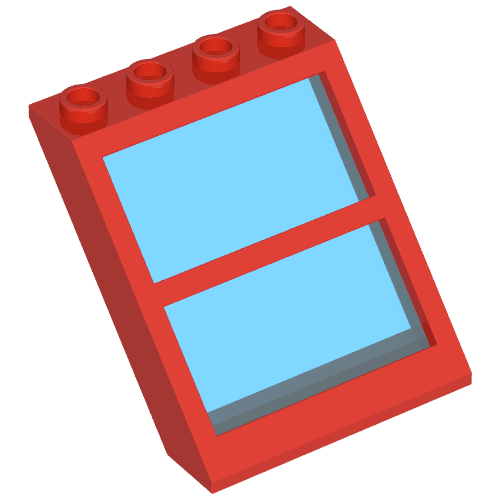Part 6159c01 - Window 4 x 4 x 3 Roof with Center Bar and Fixed Trans-Light Blue Glass - De BrickPlaats