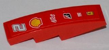 Part 61678pb023 - Slope, Curved 4 x 1 with Number 2, Shell, Alice, Bridgestone, Fiat and Ferrari Logos Pattern (Sticker) - Set 8123 - De BrickPlaats