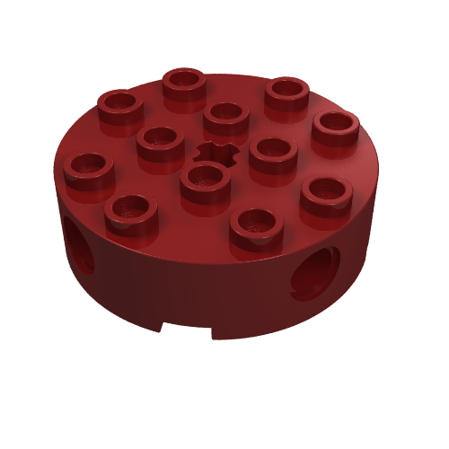 Part 6222 - Brick, Round 4 x 4 with 4 Side Pin Holes and Center Axle Hole - De BrickPlaats