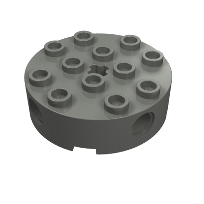 Part 6222 - Brick, Round 4 x 4 with 4 Side Pin Holes and Center Axle Hole - De BrickPlaats