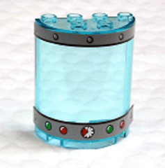 Part 6259pb015 - Cylinder Half 2 x 4 x 4 with Gauge, Rivets and 4 Lights Pattern (Stickers) - Set 4981 - De BrickPlaats