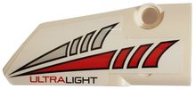 Part 64391pb060 - Technic, Panel Fairing # 4 Small Smooth Long, Side B with Red and Silver Tapered Stripes and 'ULTRALIGHT' Pattern (Sticker) - Set 42057 - De BrickPlaats