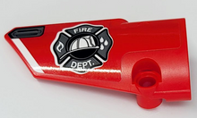 Part 64683pb070 - Technic, Panel Fairing # 3 Small Smooth Long, Side A with 'FIRE DEPT.', Shield and Door Handle Pattern (Sticker) - Set 42075 - De BrickPlaats
