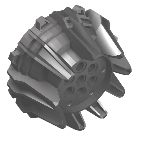 Part 64712 - Wheel Hard Plastic with Small Cleats and Flanges - De BrickPlaats
