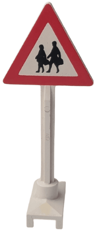 Part 649pb04 - Road Sign Triangle with Pedestrian Crossing 2 People Pattern - De BrickPlaats