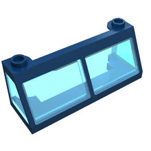 Part 6567c03 - Windscreen 2 x 6 x 2 Train with Fixed Trans-Light Blue Glass - De BrickPlaats