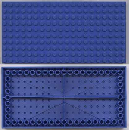 Part 700eD - Brick 10 x 20 with Bottom Tubes in Single Row Around Edge, with '+' Cross Support - De BrickPlaats