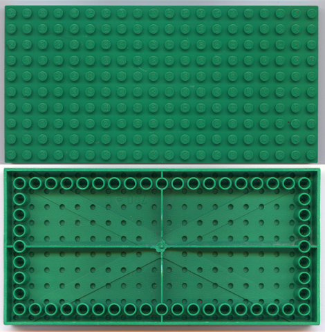 Part 700eD - Brick 10 x 20 with Bottom Tubes in Single Row Around Edge, with '+' Cross Support - De BrickPlaats
