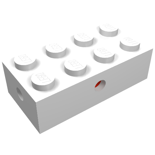 Part 7049b - Brick, Modified 2 x 4 with Wheels Holder, Trans-Clear Bottom - De BrickPlaats