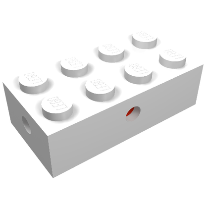 Part 7049b - Brick, Modified 2 x 4 with Wheels Holder, Trans-Clear Bottom - De BrickPlaats