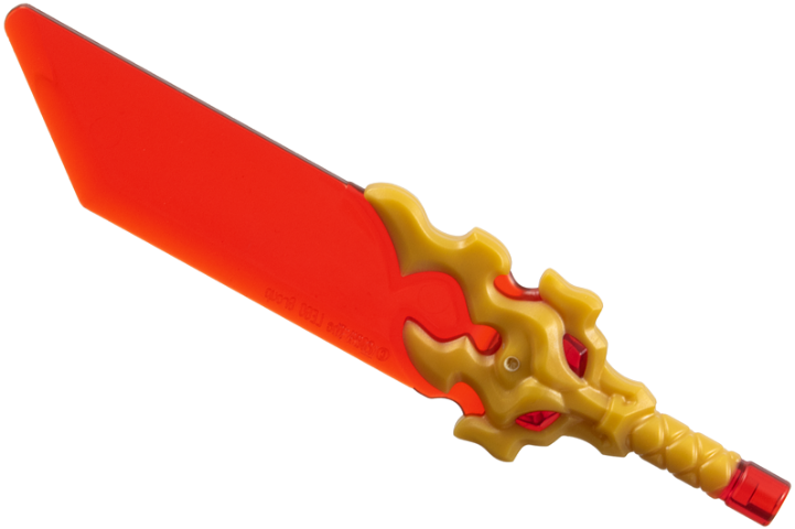 Part 7268pb01 - Minifigure, Weapon Sword with Pommel with Molded Pearl Gold Hilt with Flaming Dragon Head Pattern - De BrickPlaats