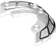 Part 76796pb01 - Windscreen 4 x 6 x 1 1/3 Round with Black Window Frame Outline Pattern - De BrickPlaats
