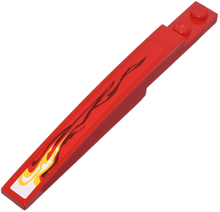 Part 85970pb003R - Slope, Curved 10 x 1 with White and Yellow Flame Pattern Model Right (Sticker) - Set 9441 - De BrickPlaats