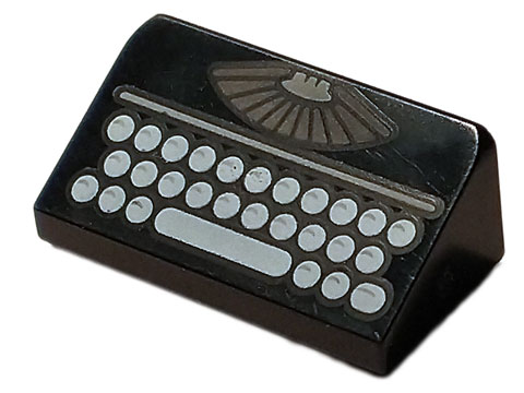 Part 85984pb291 - Slope 30 1 x 2 x 2/3 with Manual Typewriter Vintage Keyboard Pattern - De BrickPlaats