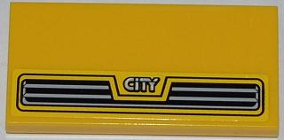 Part 87079pb0112 - Tile 2 x 4 with Grille and 'CITY' Half Height Pattern (Sticker) - Set 60018 - De BrickPlaats