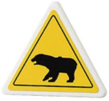 Part 892pb019 - Road Sign 2 x 2 Triangle with Clip with Black Bear Pattern (Sticker) - Set 4436 - De BrickPlaats