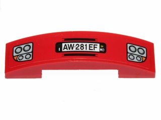 Part 93273pb032 - Slope, Curved 4 x 1 x 2/3 Double with Headlights and 'AW-281 EF' Pattern (Sticker) - Set 30191 - De BrickPlaats