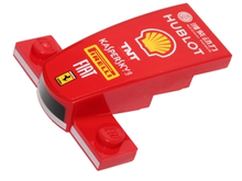 Part 93589pb007s - Wedge 4 x 2 x 1 1/3 with 1 x 4 Base with Black and White Stripes, 'HUBLOT', Shell Logo, 'TNT', 'KASPERSKY lab', 'PIRELLI', 'FIAT' and Ferrari Logo Pattern (Sticker) - Set 40190 - De BrickPlaats