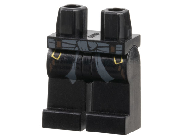 Part 970c00pb0137 - Hips and Legs with Dark Bluish Gray Sash, Dark Brown Straps with Gold Buckles Pattern - De BrickPlaats