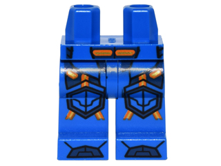 Part 970c00pb0503 - Hips and Legs with Orange and Gold Circuitry, Dark Blue Armor, Hexagonal Knee Pads, and Boots Pattern - De BrickPlaats