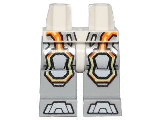 Part 970c86pb27 - Hips and Light Bluish Gray Legs with Gray Armor and Orange and Yellow Circuitry, Gray Hexagonal Knee Pads and Gray Boots Pattern - De BrickPlaats