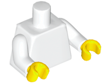 Part 973c001 - Torso Plain / White Arms / Yellow Hands - De BrickPlaats