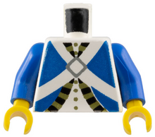 Part 973pb0204c01 - Torso Imperial Soldier Blue Uniform Jacket with Black and Gold Trim over Shirt with Buttons, Crossbelts with Silver Diamond Clasp Pattern (Bluecoat) / Blue Arms / Yellow Hands - De BrickPlaats