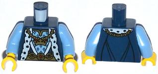 Part 973pb1521c01 - Torso Castle King Robe with Fur Trim and Gold Chain with Crown Pattern / Medium Blue Arms / Yellow Hands - De BrickPlaats